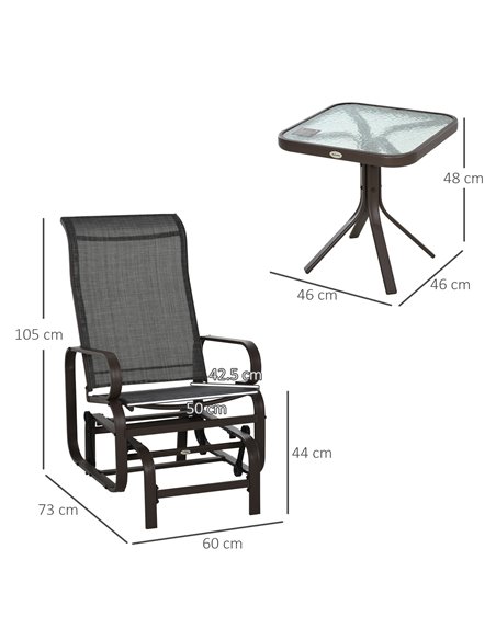 Outsunny 3 piece Outdoor Swing Chair with Tea Table Set, Patio Garden Rocking Furniture - pic 12064 | FastDaddyshop