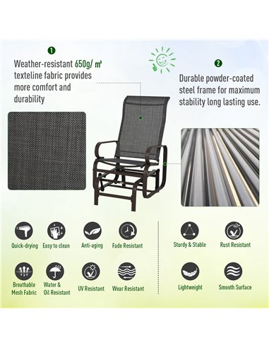 Outsunny 3 piece Outdoor Swing Chair with Tea Table Set, Patio Garden Rocking Furniture