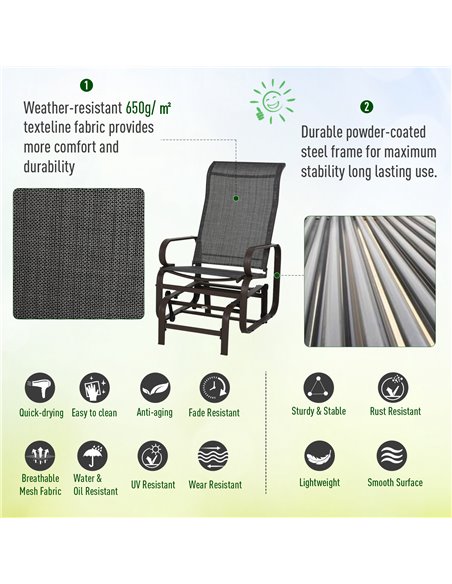 Outsunny 3 piece Outdoor Swing Chair with Tea Table Set, Patio Garden Rocking Furniture - pic 12065 | FastDaddyshop