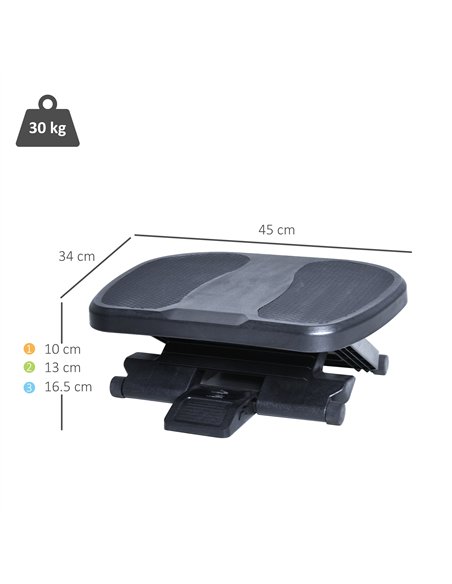 HOMCOM 0-30° Three-Height Under-Desk Support Footrest - Black - pic 120659 | FastDaddyshop