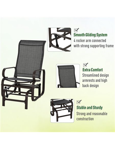 Outsunny 3 piece Outdoor Swing Chair with Tea Table Set, Patio Garden Rocking Furniture - pic 12066 | FastDaddyshop