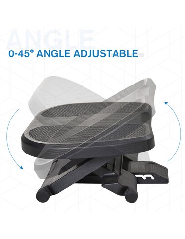 HOMCOM 0-30° Three-Height Under-Desk Support Footrest - Black