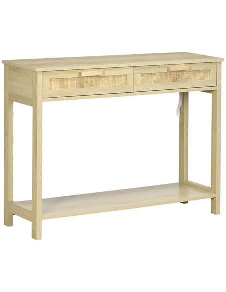 HOMCOM Console Sofa Table Hallway Side Desk with Storage Shelf Drawer for Entryway Living Room Bedroom Natural - pic 120666 | FastDaddyshop