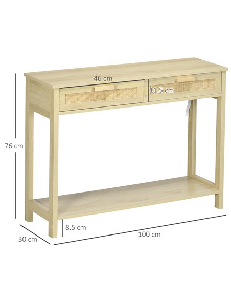 HOMCOM Console Sofa Table Hallway Side Desk with Storage Shelf Drawer for Entryway Living Room Bedroom Natural - pic 120668 | FastDaddyshop