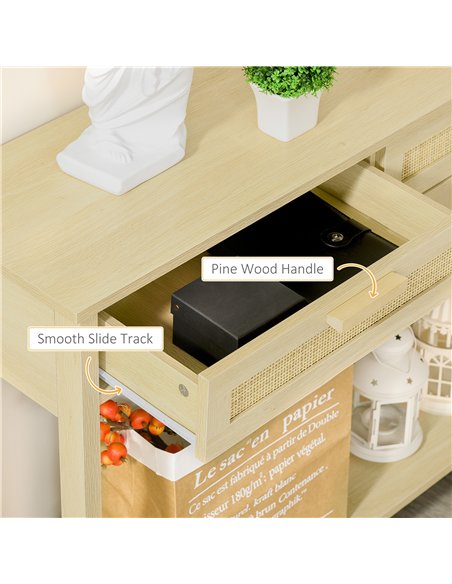 HOMCOM Console Sofa Table Hallway Side Desk with Storage Shelf Drawer for Entryway Living Room Bedroom Natural - pic 120672 | FastDaddyshop