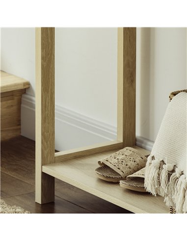 HOMCOM Console Sofa Table Hallway Side Desk with Storage Shelf Drawer for Entryway Living Room Bedroom Natural