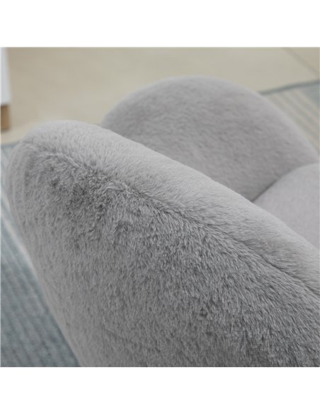 HOMCOM Makeup Vanity Chair, Cute Fluffy Desk Chair with Rolling Wheels for Bedroom Living Room, Grey - pic 120682 | FastDaddyshop