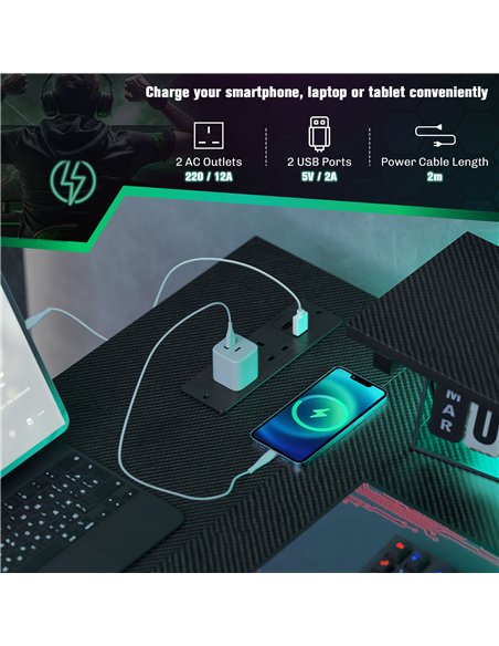 HOMCOM Reversible 'L' LED Light Gaming/Work Desk - Black - pic 120715 | FastDaddyshop