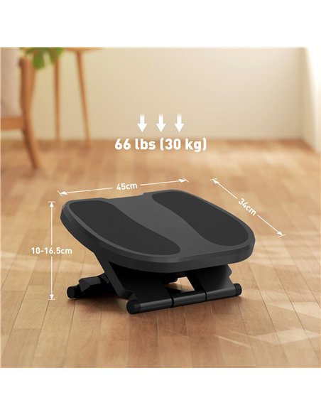 HOMCOM 0-30° Three-Height Under-Desk Support Footrest - Grey - pic 120749 | FastDaddyshop