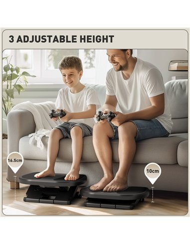 HOMCOM 0-30° Three-Height Under-Desk Support Footrest - Grey