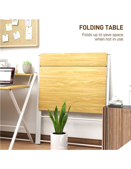 HOMCOM Compact Folding Desk for Small Spaces, Foldable Computer Desk with Storage Shelf for Home Office, 2-Tier Study Writing Ta - pic 120777 | FastDaddyshop