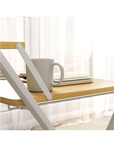 HOMCOM Compact Folding Desk for Small Spaces, Foldable Computer Desk with Storage Shelf for Home Office, 2-Tier Study Writing Ta
