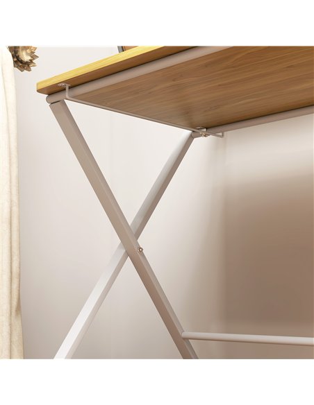 HOMCOM Compact Folding Desk for Small Spaces, Foldable Computer Desk with Storage Shelf for Home Office, 2-Tier Study Writing Ta - pic 120782 | FastDaddyshop