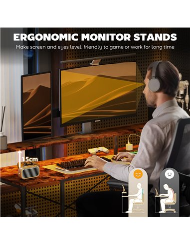 HOMCOM L Shaped Gaming Desk with LED Lights and Power Outlets, 150cm Corner Computer Desk with Monitor Stand and Storage Shelves