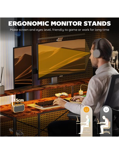 HOMCOM L Shaped Gaming Desk with LED Lights and Power Outlets, 150cm Corner Computer Desk with Monitor Stand and Storage Shelves - pic 120788 | FastDaddyshop
