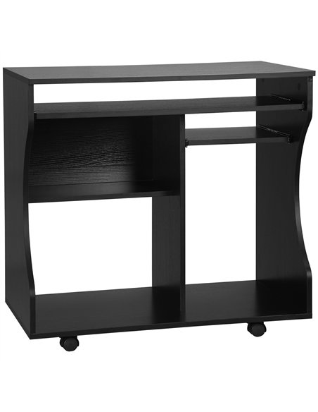 HOMCOM Multi-Storage Compact Work Desk, with Wheels - Black - pic 120801 | FastDaddyshop