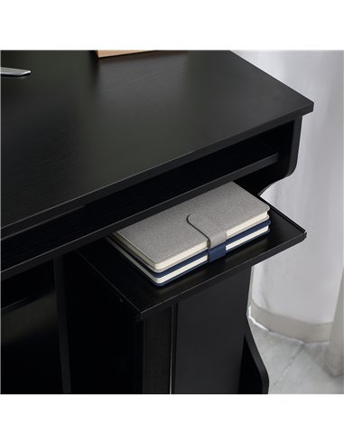 HOMCOM Multi-Storage Compact Work Desk, with Wheels - Black