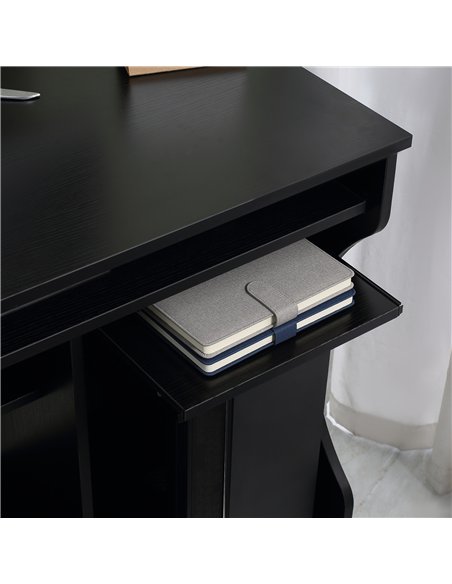 HOMCOM Multi-Storage Compact Work Desk, with Wheels - Black - pic 120809 | FastDaddyshop
