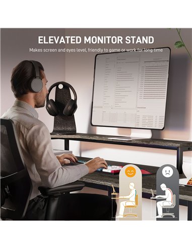 HOMCOM Industrial 'L' Shaped Multi-Work Desk - Charcoal Grey