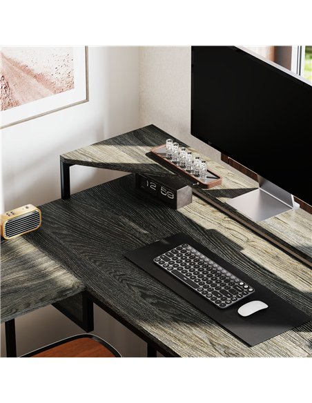 HOMCOM Industrial 'L' Shaped Multi-Work Desk - Charcoal Grey - pic 120818 | FastDaddyshop
