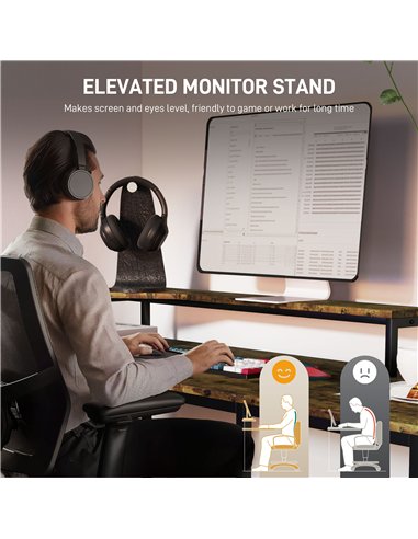 HOMCOM Industrial 'L' Shaped Multi-Work Desk - Brown