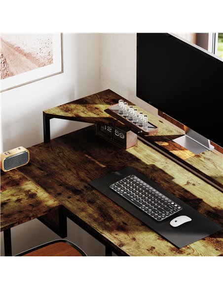HOMCOM Industrial 'L' Shaped Multi-Work Desk - Brown - pic 120827 | FastDaddyshop
