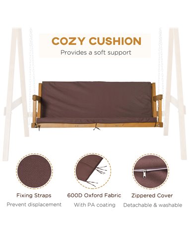 Outsunny 3 Seater Outdoor Garden Swing Chair with Adjustable Canopy, Wooden Hammock Bench with  Padded Cushions for Patio Yard, 