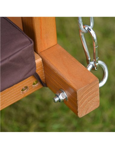 Outsunny 3 Seater Outdoor Garden Swing Chair with Adjustable Canopy, Wooden Hammock Bench with  Padded Cushions for Patio Yard, 