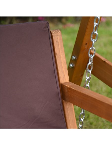 Outsunny 3 Seater Outdoor Garden Swing Chair with Adjustable Canopy, Wooden Hammock Bench with  Padded Cushions for Patio Yard,  - pic 12086 | FastDaddyshop