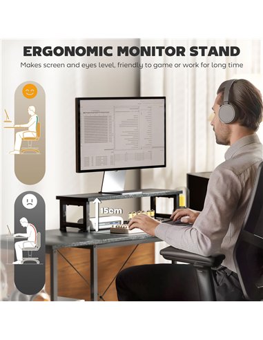 HOMCOM 168cm Reversible L Shaped Desk, Industrial Corner Computer Desk with Adjustable Shelf and Storage Bag, 240cm 2 Person Des