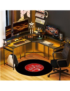 HOMCOM 'L' Shaped Work Desk, with LED Lights - Black 2