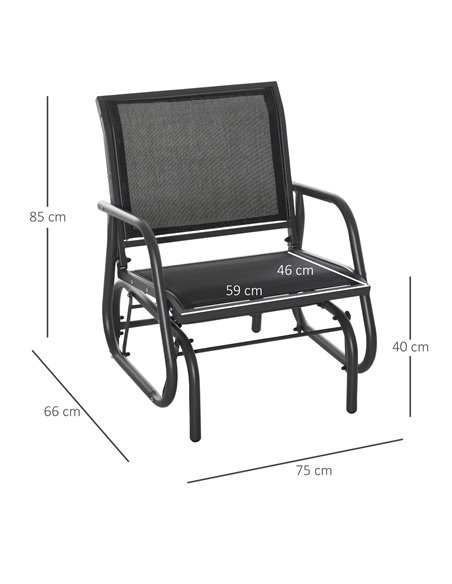 Outsunny Outdoor Gliding Swing Chair Garden Seat w/ Mesh Seat Curved Back Steel Frame Armrests Comfortable Lounge Furniture Dark - pic 12088 | FastDaddyshop