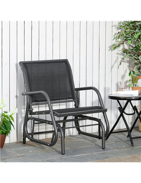 Outsunny Outdoor Gliding Swing Chair Garden Seat w/ Mesh Seat Curved Back Steel Frame Armrests Comfortable Lounge Furniture Dark - pic 12089 | FastDaddyshop