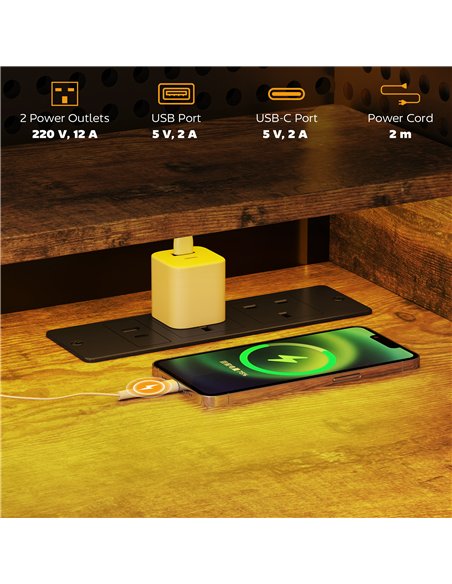 HOMCOM Reversible Computer Desk with LED Lights and Power Outlets, 120 x 55 cm Gaming Desk with Monitor Stand, Sliding Keyboard  - pic 120894 | FastDaddyshop