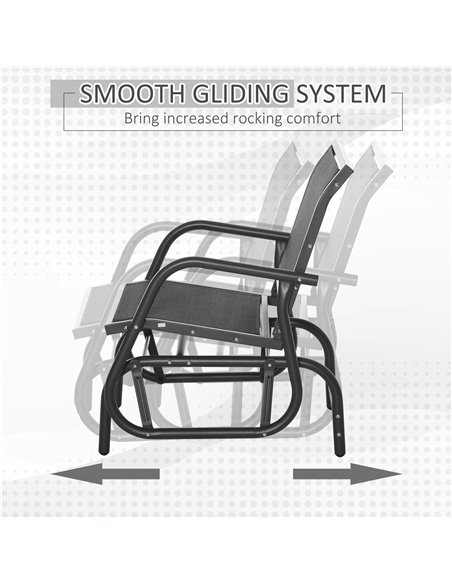 Outsunny Outdoor Gliding Swing Chair Garden Seat w/ Mesh Seat Curved Back Steel Frame Armrests Comfortable Lounge Furniture Dark - pic 12090 | FastDaddyshop