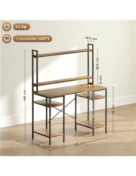HOMCOM Computer Desk with Power Outlets and LED Lights, Home Office Desk with Monitor Stand and 2 CPU Stands, Study Table Gaming - pic 120911 | FastDaddyshop