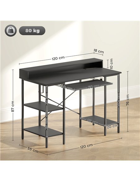 HOMCOM Reversible Computer Desk with LED Lights and Power Outlets, 120 x 55 cm Gaming Desk with Monitor Stand, Sliding Keyboard  - pic 120929 | FastDaddyshop