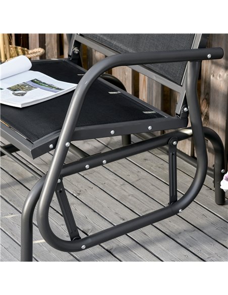 Outsunny Outdoor Gliding Swing Chair Garden Seat w/ Mesh Seat Curved Back Steel Frame Armrests Comfortable Lounge Furniture Dark - pic 12093 | FastDaddyshop