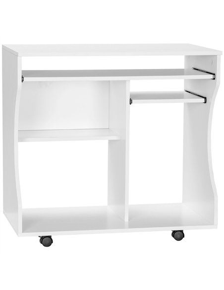 HOMCOM Multi-Storage Compact Work Desk, with Wheels - White - pic 120936 | FastDaddyshop