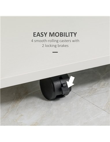 HOMCOM Multi-Storage Compact Work Desk, with Wheels - White