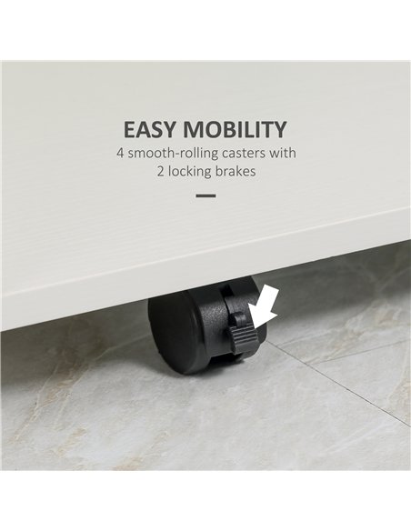 HOMCOM Multi-Storage Compact Work Desk, with Wheels - White - pic 120940 | FastDaddyshop