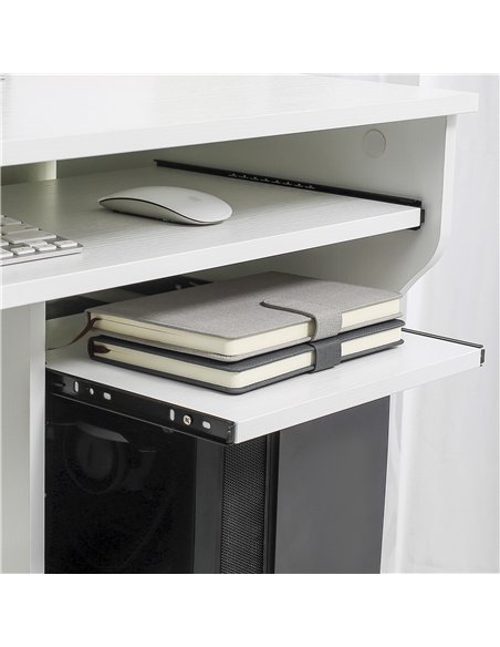 HOMCOM Multi-Storage Compact Work Desk, with Wheels - White - pic 120944 | FastDaddyshop