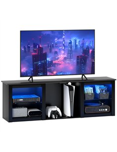 HOMCOM 65" TV Stand, with LED Lights and Storage - Black