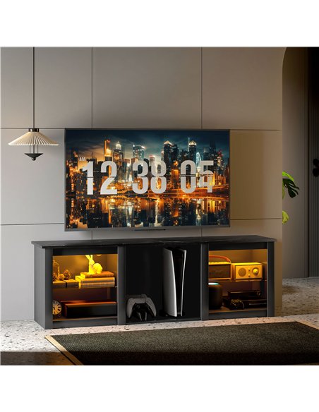 HOMCOM 65" TV Stand, with LED Lights and Storage - Black - pic 120946 | FastDaddyshop