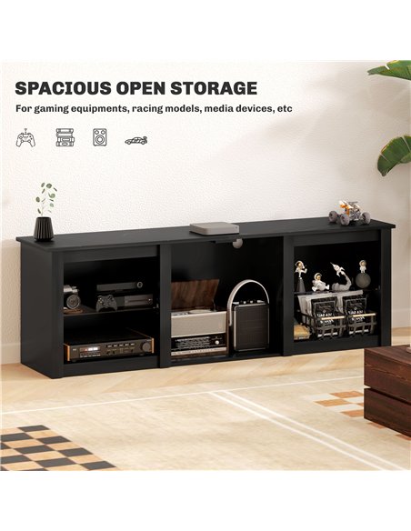 HOMCOM 65" TV Stand, with LED Lights and Storage - Black - pic 120949 | FastDaddyshop