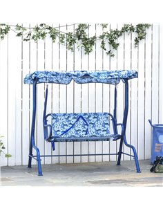 Outsunny 2 Seater Swing Chair with Belt, Adjustable Canopy, Blue 2