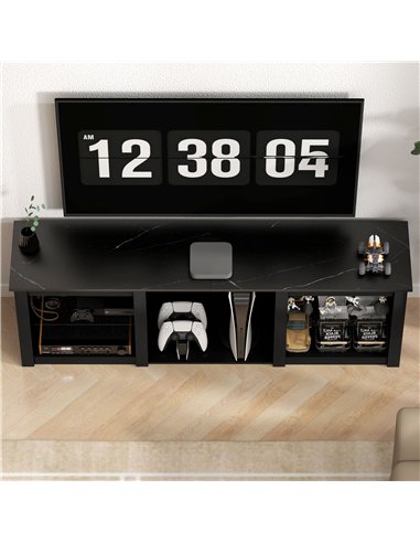 HOMCOM 65" TV Stand, with LED Lights and Storage - Black