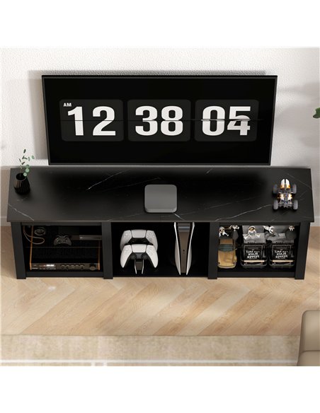 HOMCOM 65" TV Stand, with LED Lights and Storage - Black - pic 120952 | FastDaddyshop