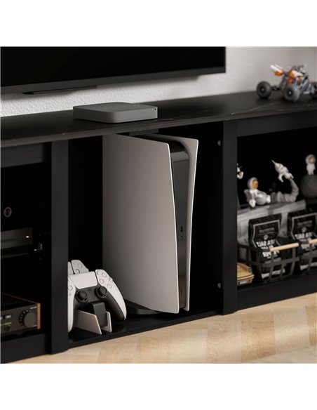 HOMCOM 65" TV Stand, with LED Lights and Storage - Black - pic 120953 | FastDaddyshop