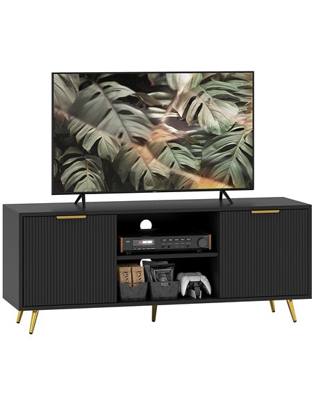HOMCOM Modern TV Stand Cabinet for TVs up to 55", TV Unit with 2 Open Shelves and 2 Cabinets, Entertainment Centre with Cable Ma - pic 120954 | FastDaddyshop